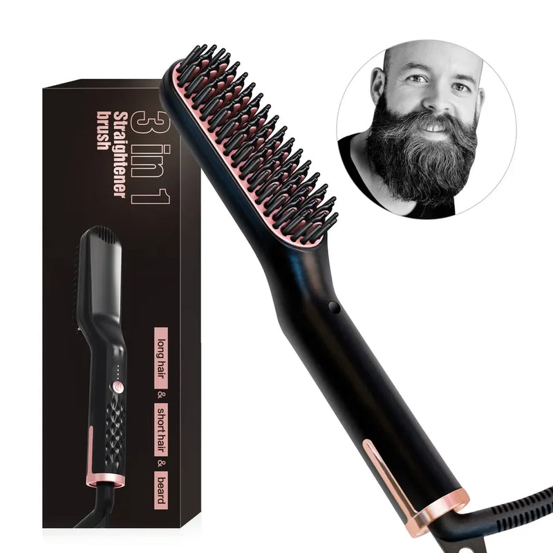 Escova alisadora de cabelo unisex, pente quente, alisador de barba sem fio para homens, encrespador de cabelo, ferramenta styling, alisamento