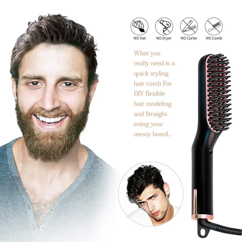 Escova alisadora de cabelo unisex, pente quente, alisador de barba sem fio para homens, encrespador de cabelo, ferramenta styling, alisamento